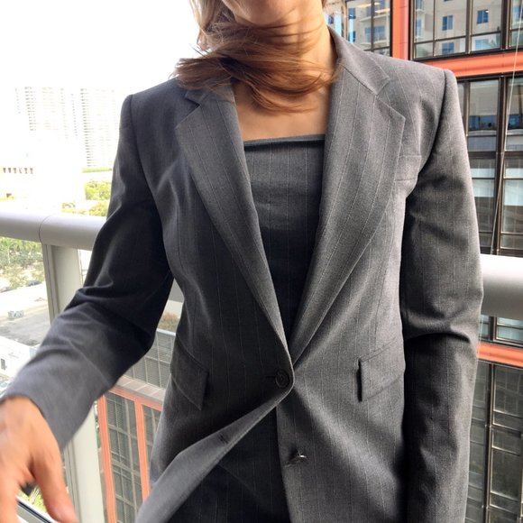 Express Stretch Pinstripe Suit Jacket & Dress - Picture 4 of 11